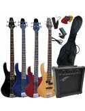 Pack Bajo Eléctrico J-Style + Amplificador 40W + Funda Afinador Correa | Iniciación | Adulto