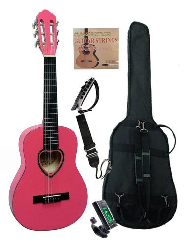 Pack de guitarra rosa corazón para niñas de 3 a 6 años