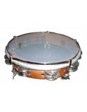 Pandereta Doble 25,4cm | Parche Poliéster | Madera Nogal | Samba 584SM