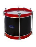 Tambor Vasco de Madera | 14"x29cm | 6 Tensores | Negro y Rojo | Samba 9694SM